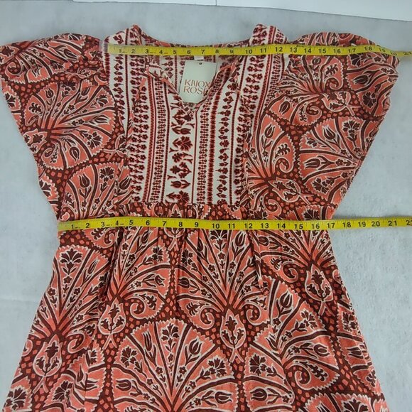 Knox Rose XS Flutter Sleeve Boho Ruffle Dress Orange White NWT Cotton Blend - Picture 8 of 11